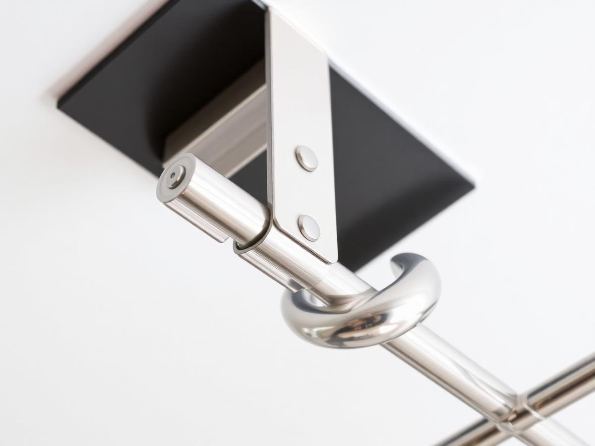 Powder-coated bracket and 19.5 mm steel pipe detail